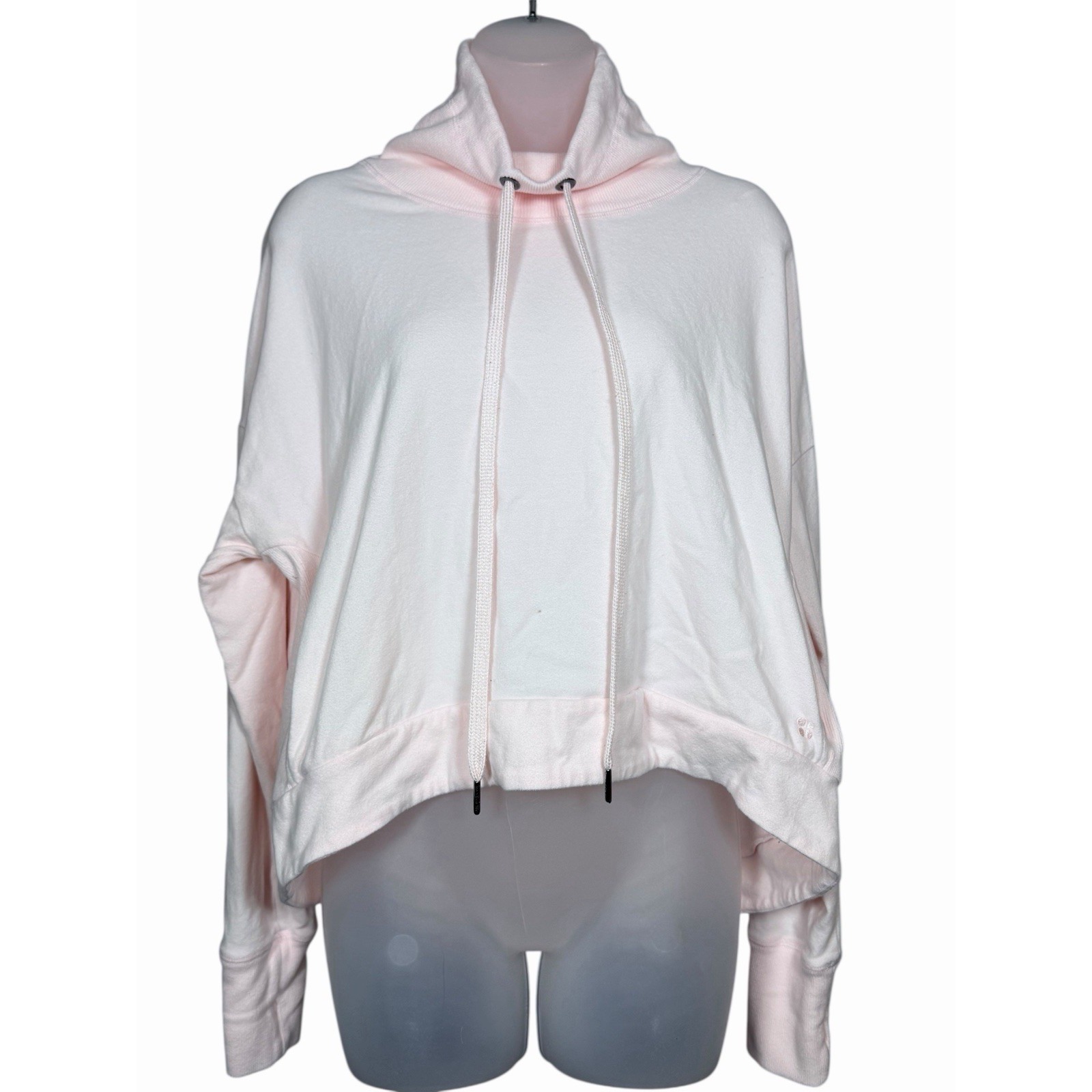 Sweaty Betty Harmonise Luxe Hoodie Pink Funnel Neck High Low Pullover S